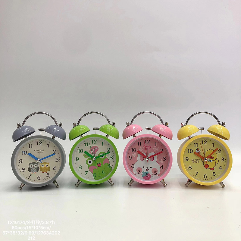 Cartoon Girl's Bedside Clock Silent Pink Bunny Desktop Alarm